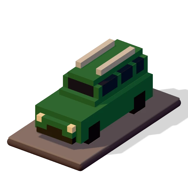 Estate car: the voxel model from the game, standing on a little tile.