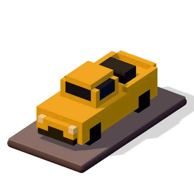 Pickup: the voxel model from the game, standing on a little tile.