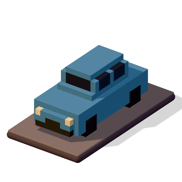 Saloon: the voxel model from the game, standing on a little tile.