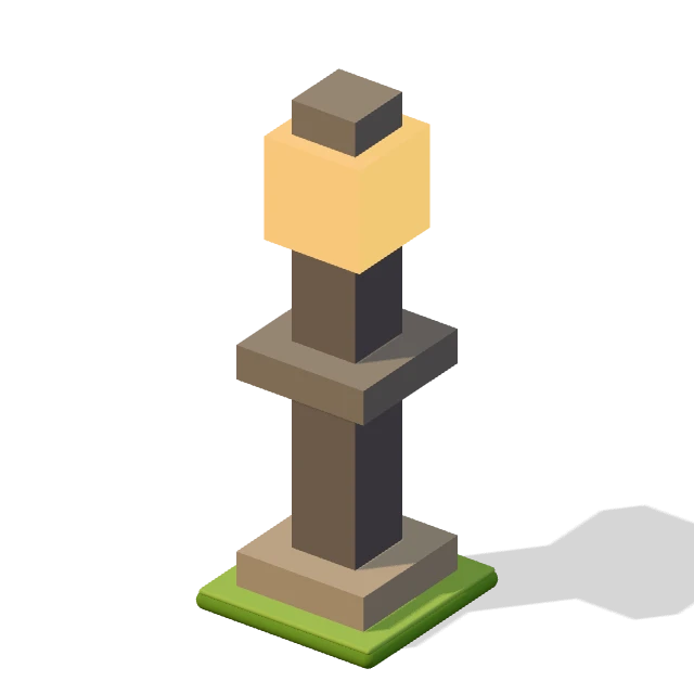 Garden lamp: the voxel model from the game, standing on a little tile.