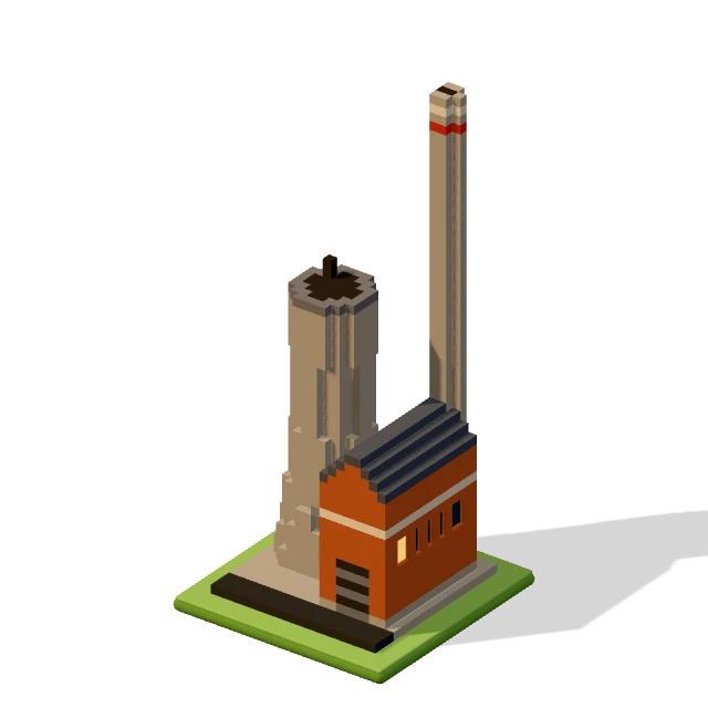 Power works: the voxel model from the game, standing on a little tile.