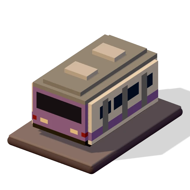 Metro car: the voxel model from the game, standing on a little tile.