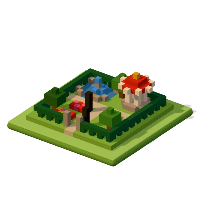 Park: the voxel model from the game, standing on a little tile.