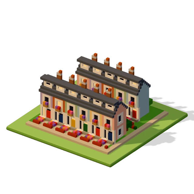 Mews close: the voxel model from the game, standing on a little tile.