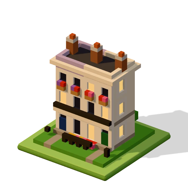 Georgian pair: the voxel model from the game, standing on a little tile.