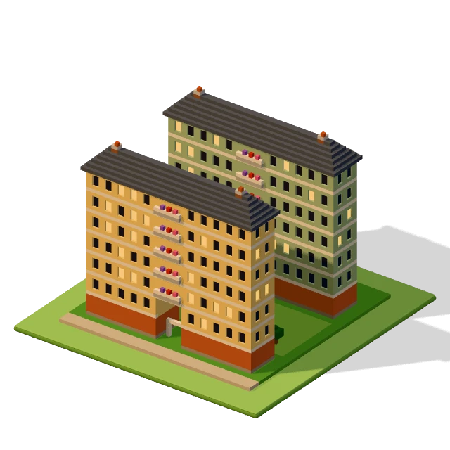 Twin blocks: the voxel model from the game, standing on a little tile.