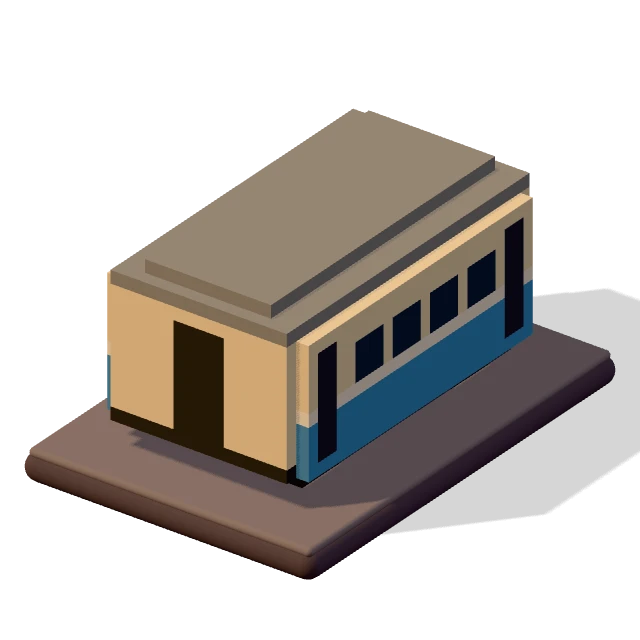 Coach: the voxel model from the game, standing on a little tile.